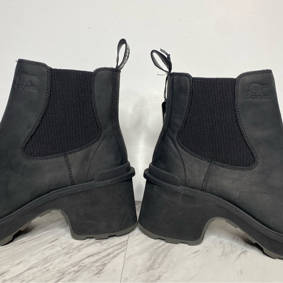 New! Sorel Hi Line Black Nubuck Chelsea Heeled Bootie 9 1/2 - Picture 8 of 14